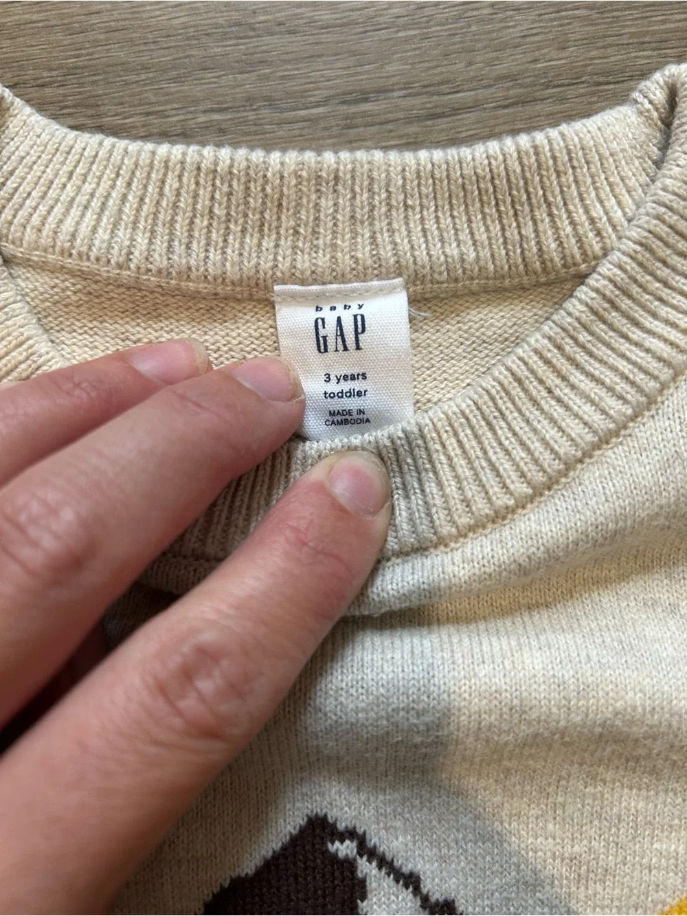 GAP Kids Mountain Crewneck Sweater - Cream, Brown, Blue & Yellow